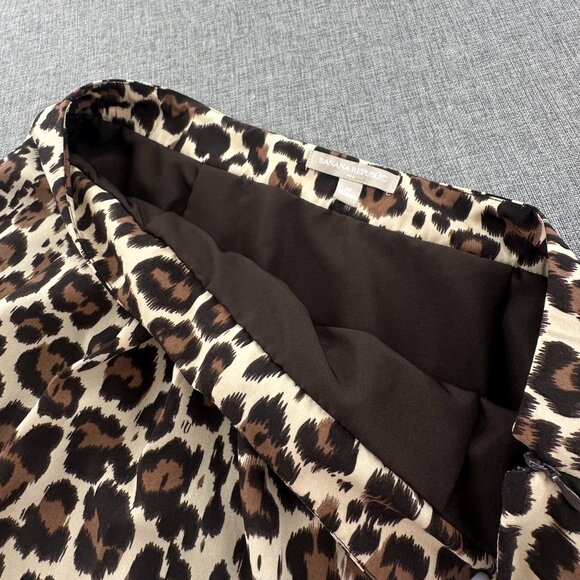Banana Republic Mini Pleated‎ Skirt Leopard Size 12 Brown Tan Lined Zipper - Picture 10 of 12